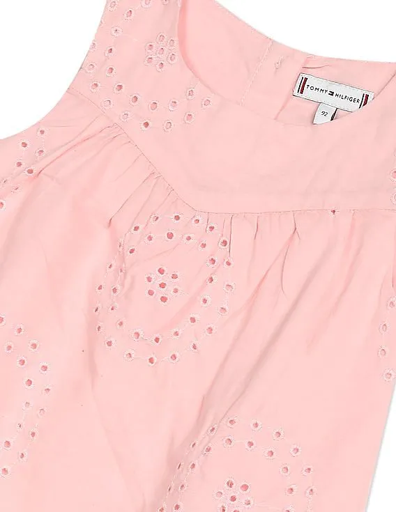 Tommy Hilfiger Kids Girls Light Pink Sleeveless Schiffli Top