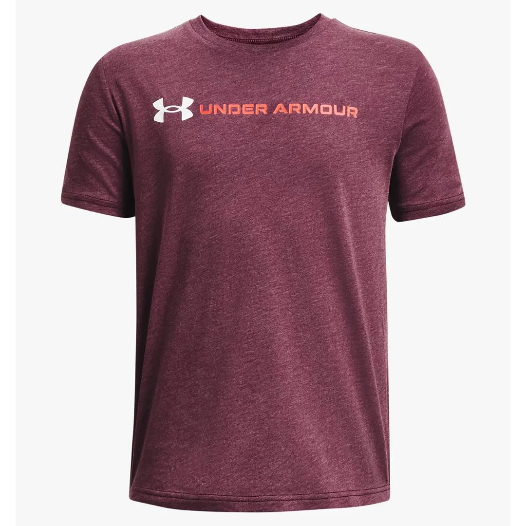 Under Armour Dark Maroon Heather/White/Beta S/S Wordmark Tee