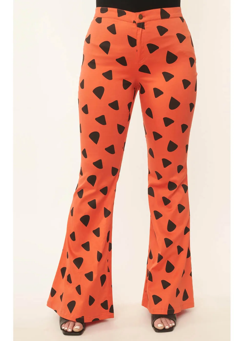 Unique Vintage x Flintstones Into The Groove 70's Flare Jeans Orange