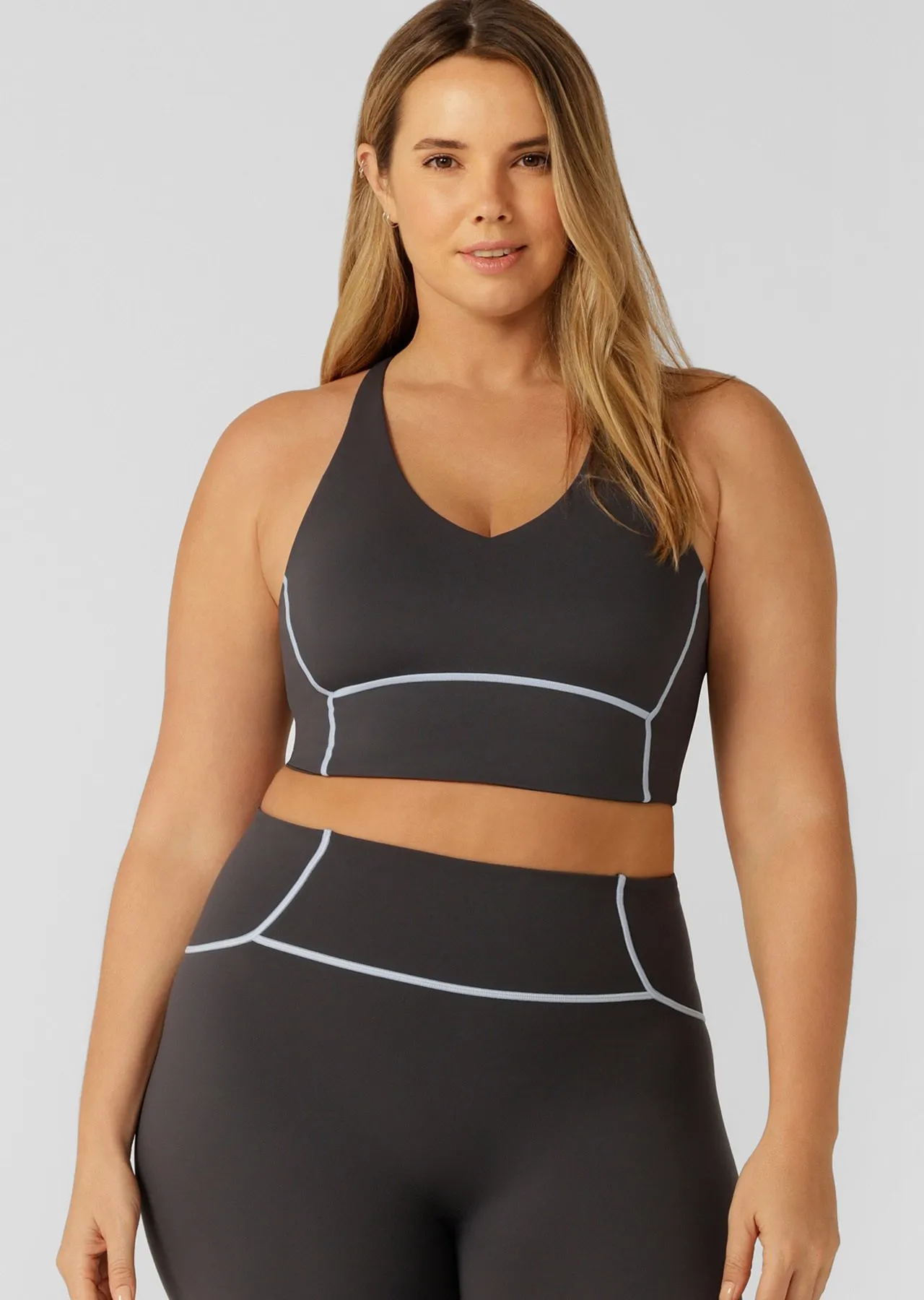 Unwind Longline Sports Bra | Blue | All Day Support | Lorna Jane Australia