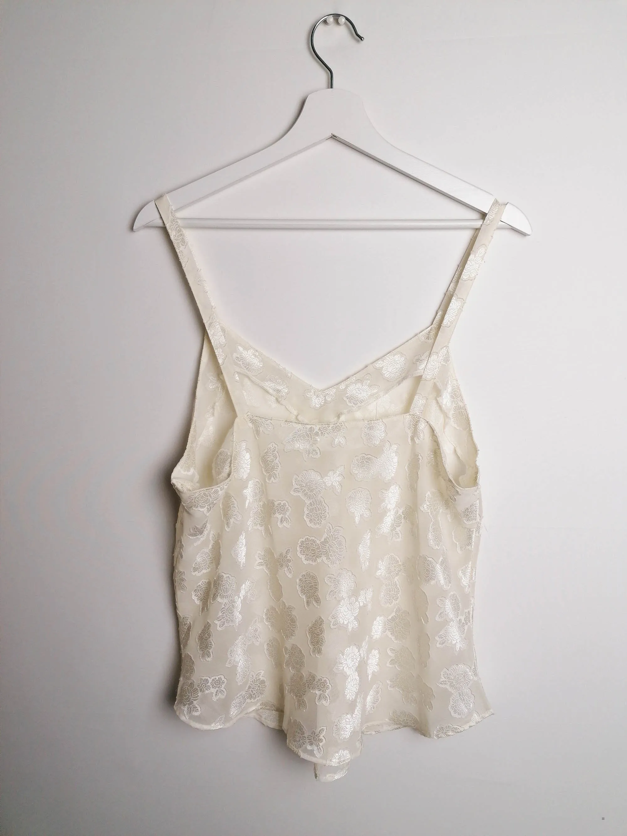 Vintage Butter-white Sheer Cami - size M-L