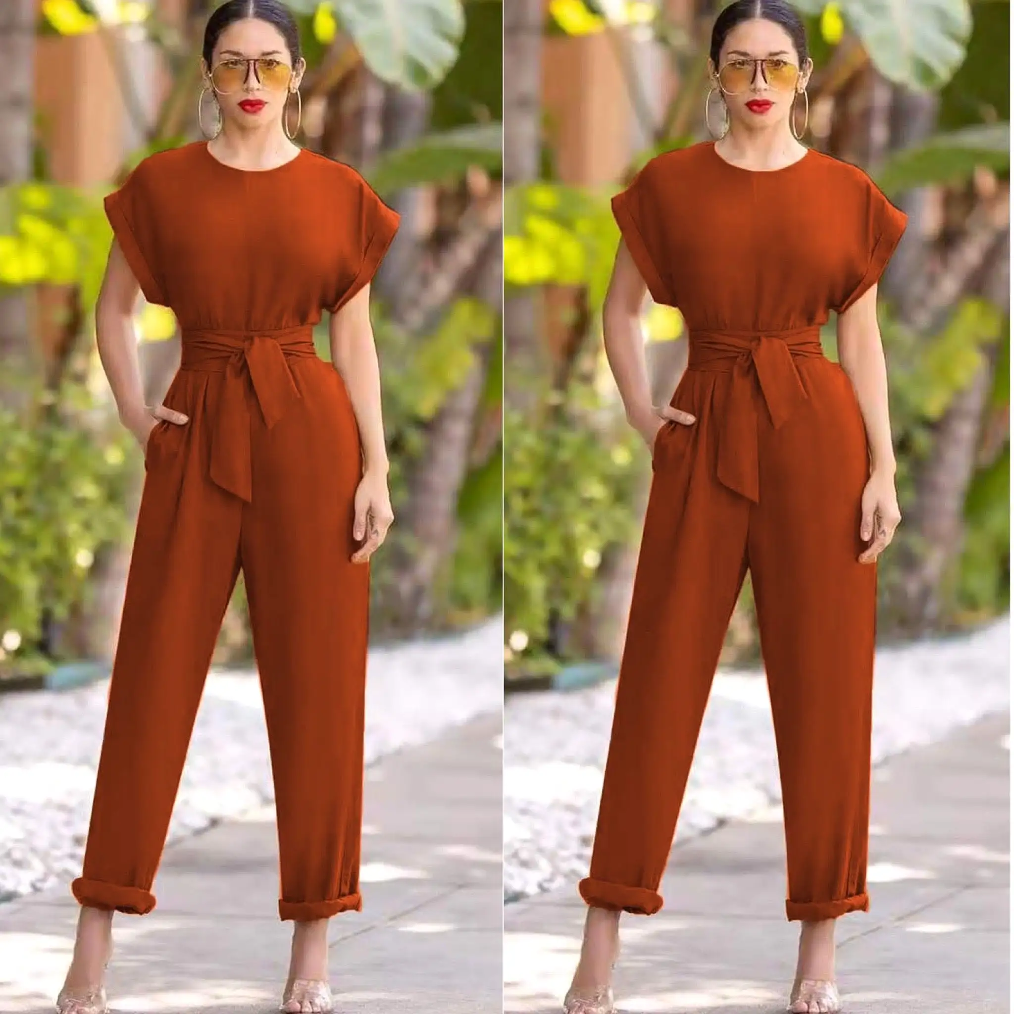 Vintage Fashion Short Sleeve Jumpsuit