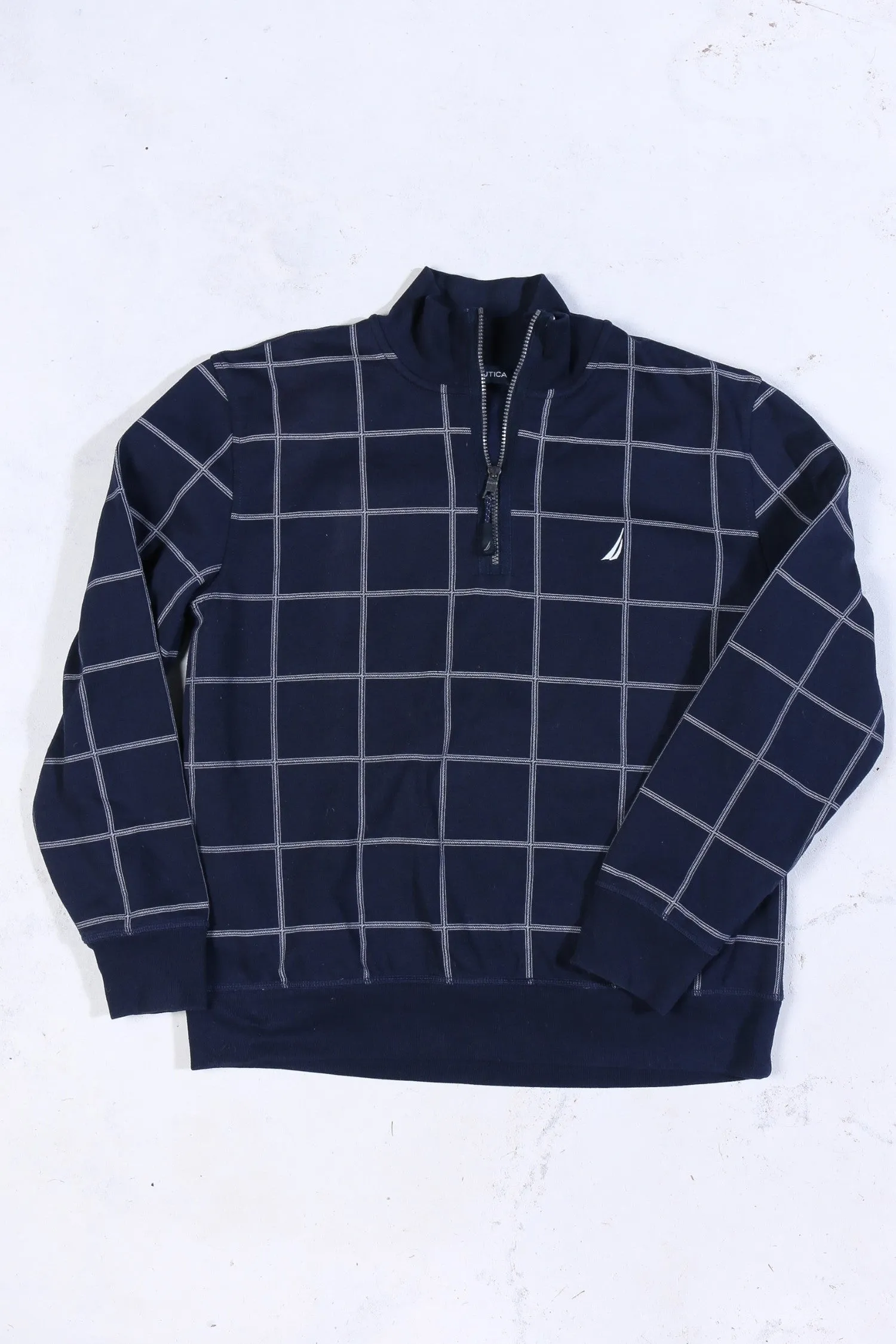 VINTAGE NAUTICA 1/4 ZIP CHECK SWEATSHIRT (L)