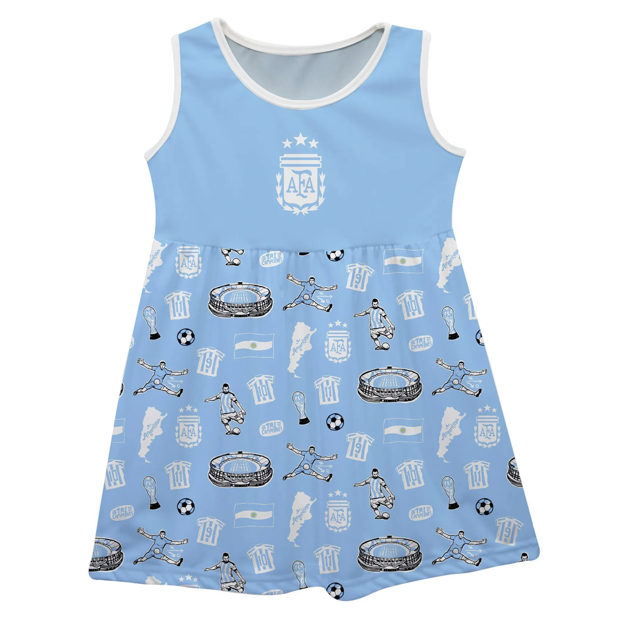 Vive La Fete  Argentina National Team Girls Infant Light Blue Impressions Artwork Tank Top Dress