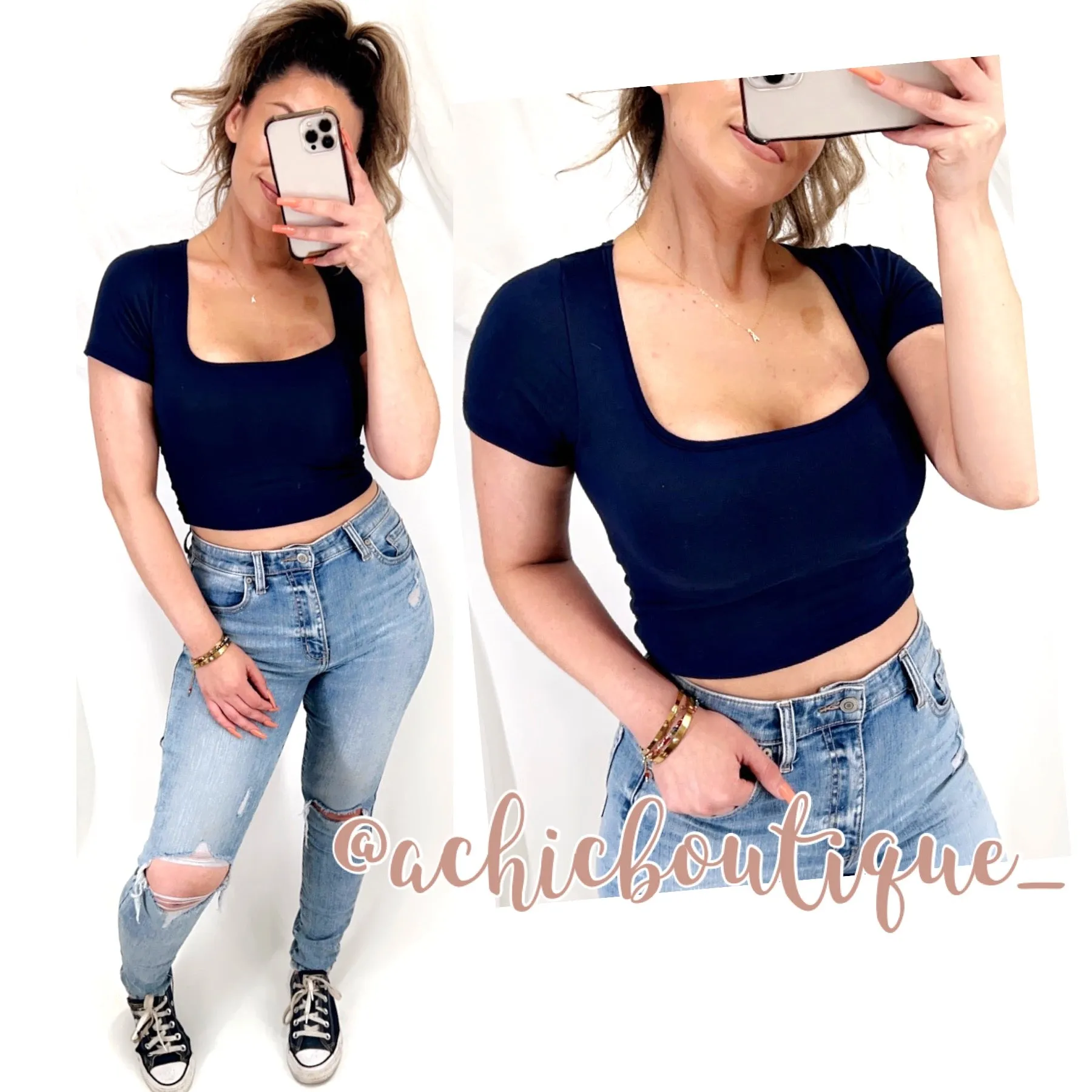 Viviana Crop Top- Navy Blue