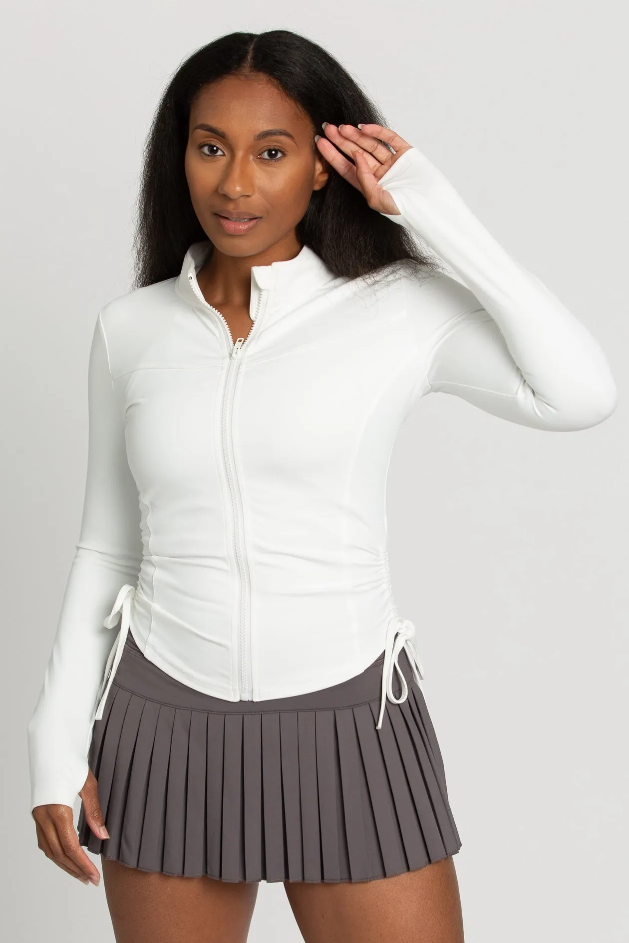 White Side Tie Athletic Jacket