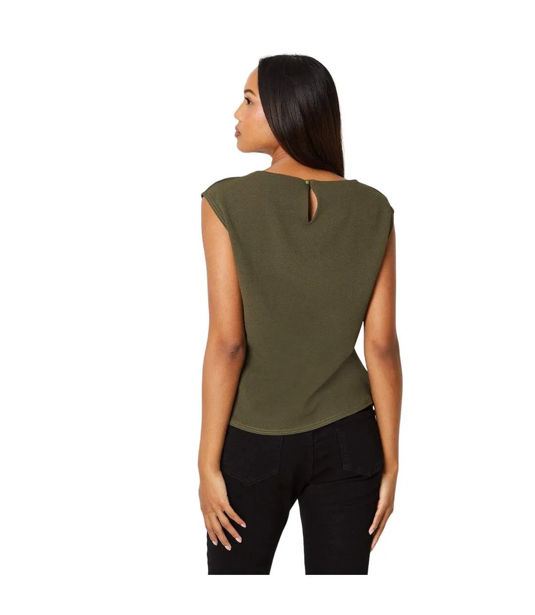 Womens/ladies textured jersey top khaki Principles