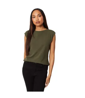 Womens/ladies textured jersey top khaki Principles