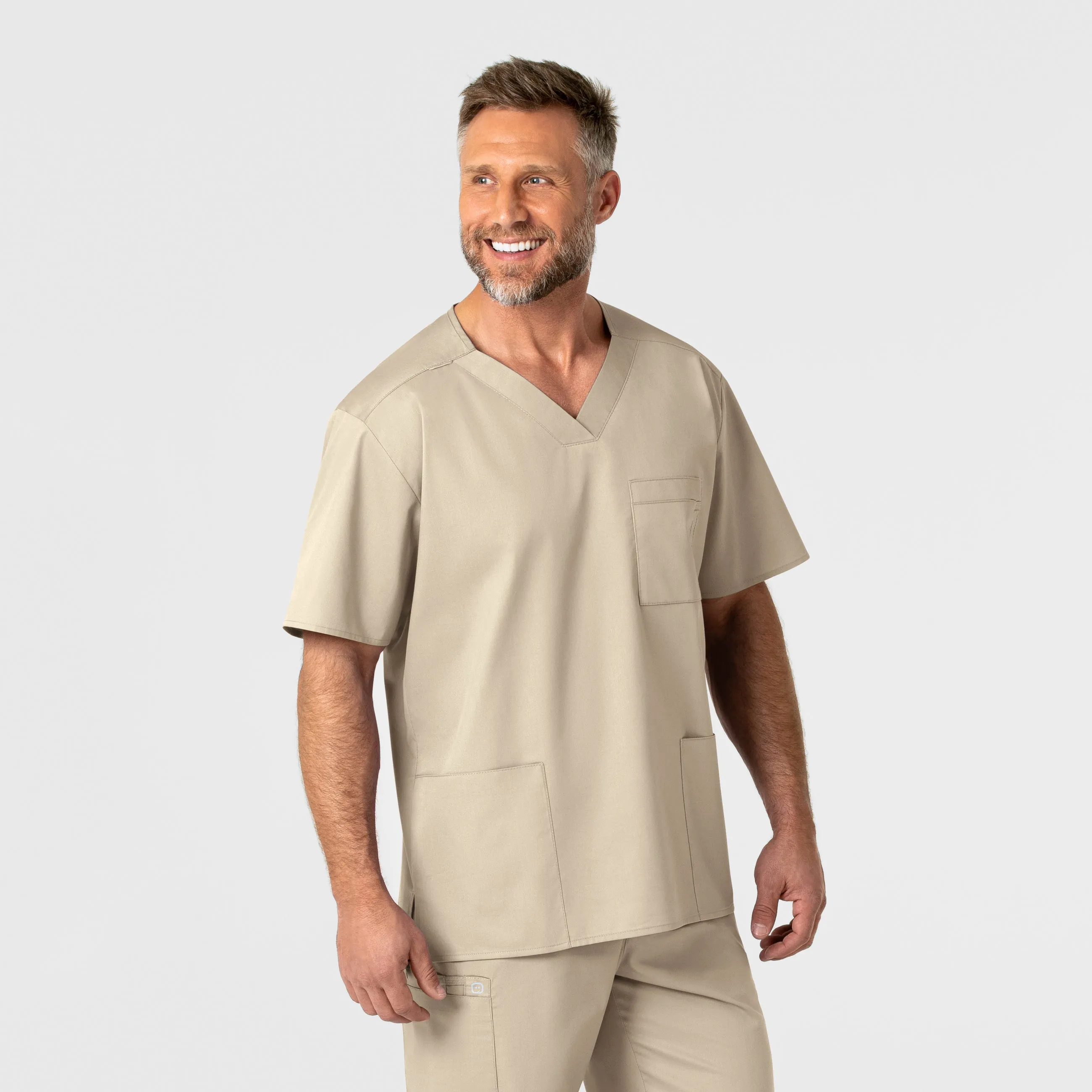 WonderWORK Men's V-Neck Scrub Top - Khaki