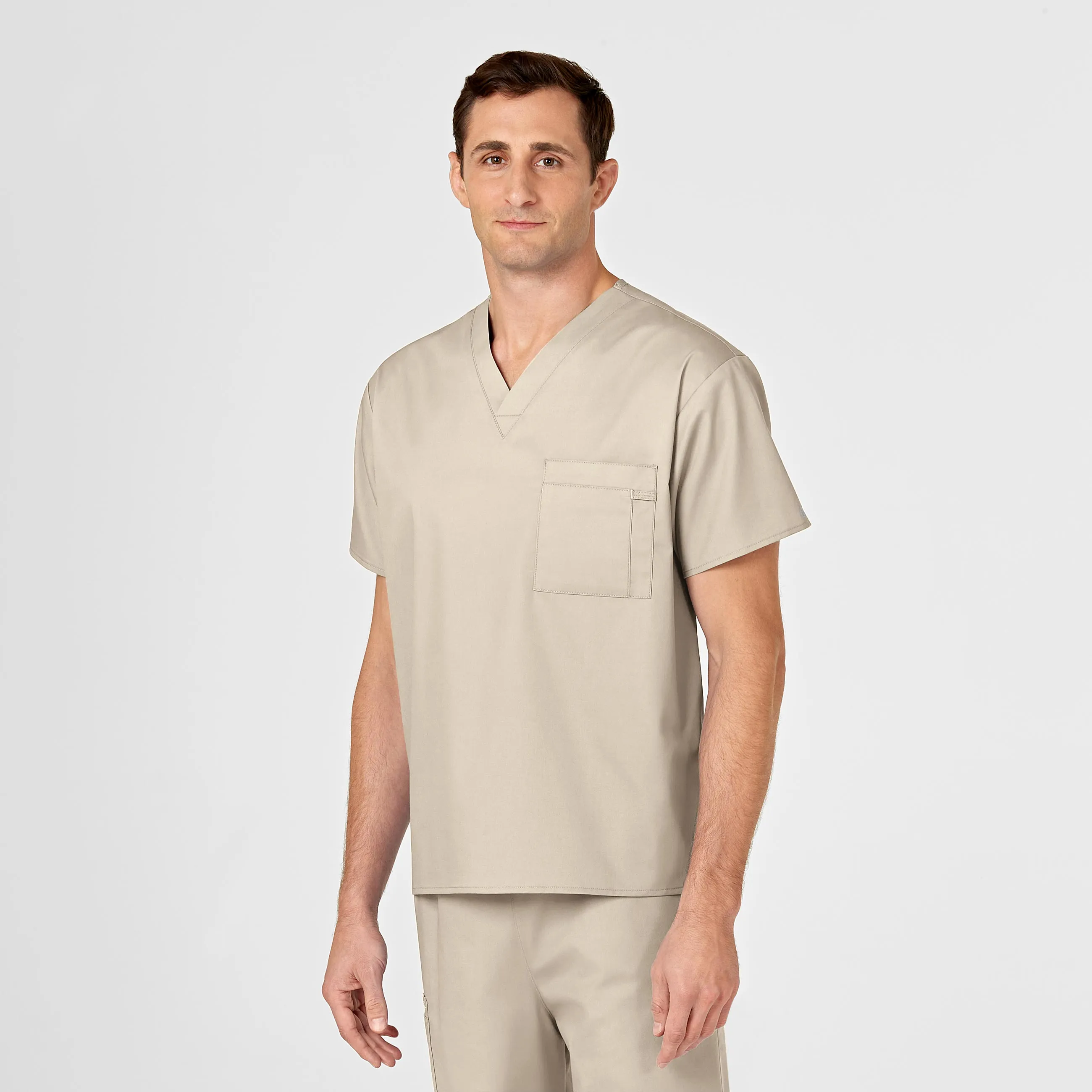 WonderWORK Unisex V-Neck Scrub Top - Khaki