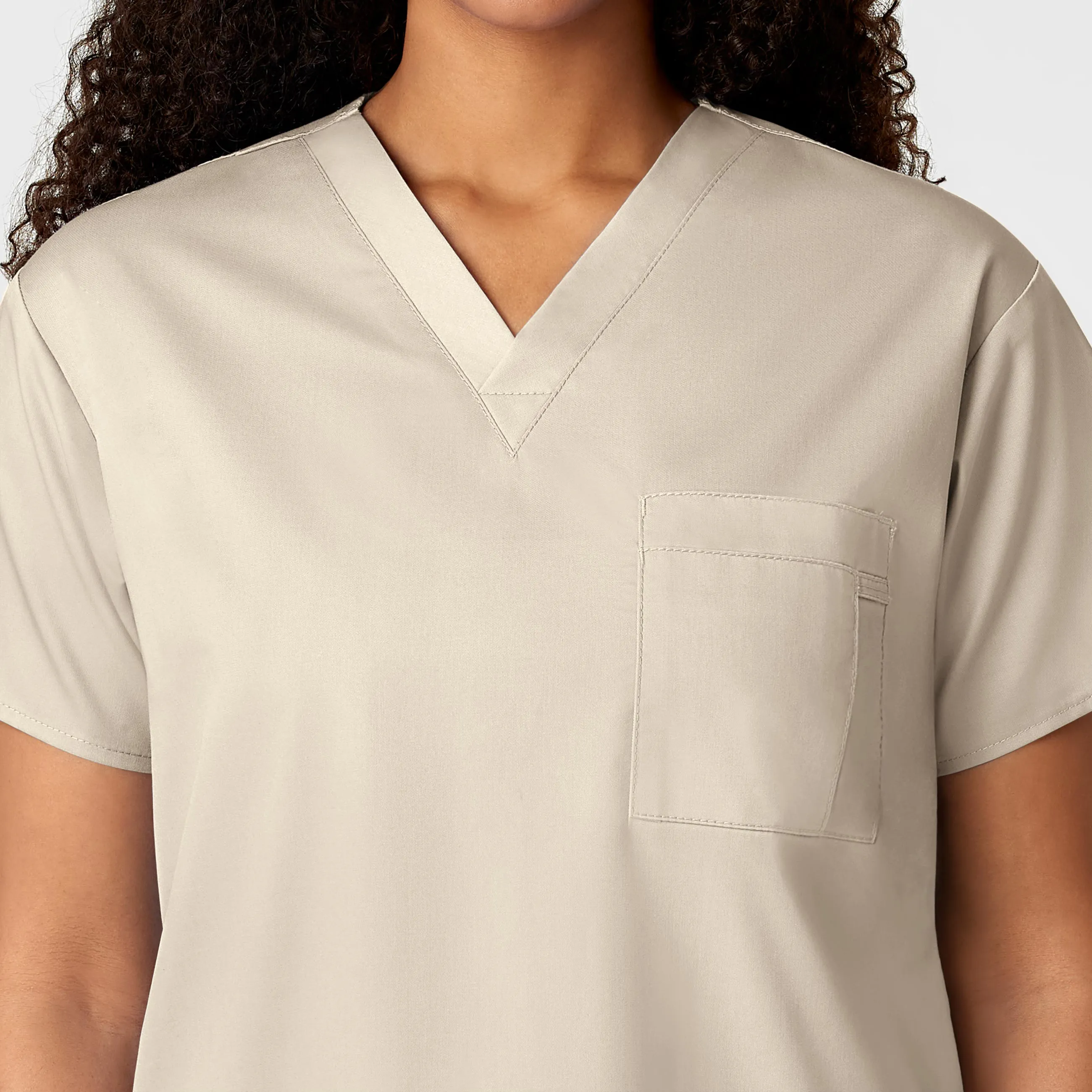 WonderWORK Unisex V-Neck Scrub Top - Khaki