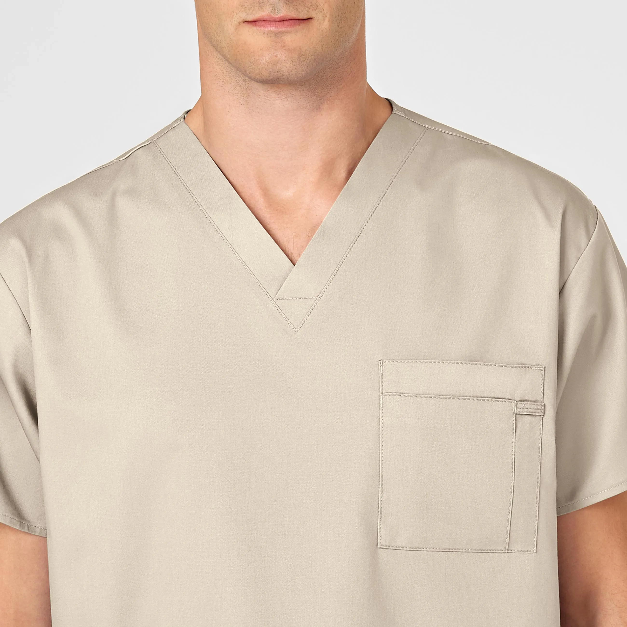 WonderWORK Unisex V-Neck Scrub Top - Khaki