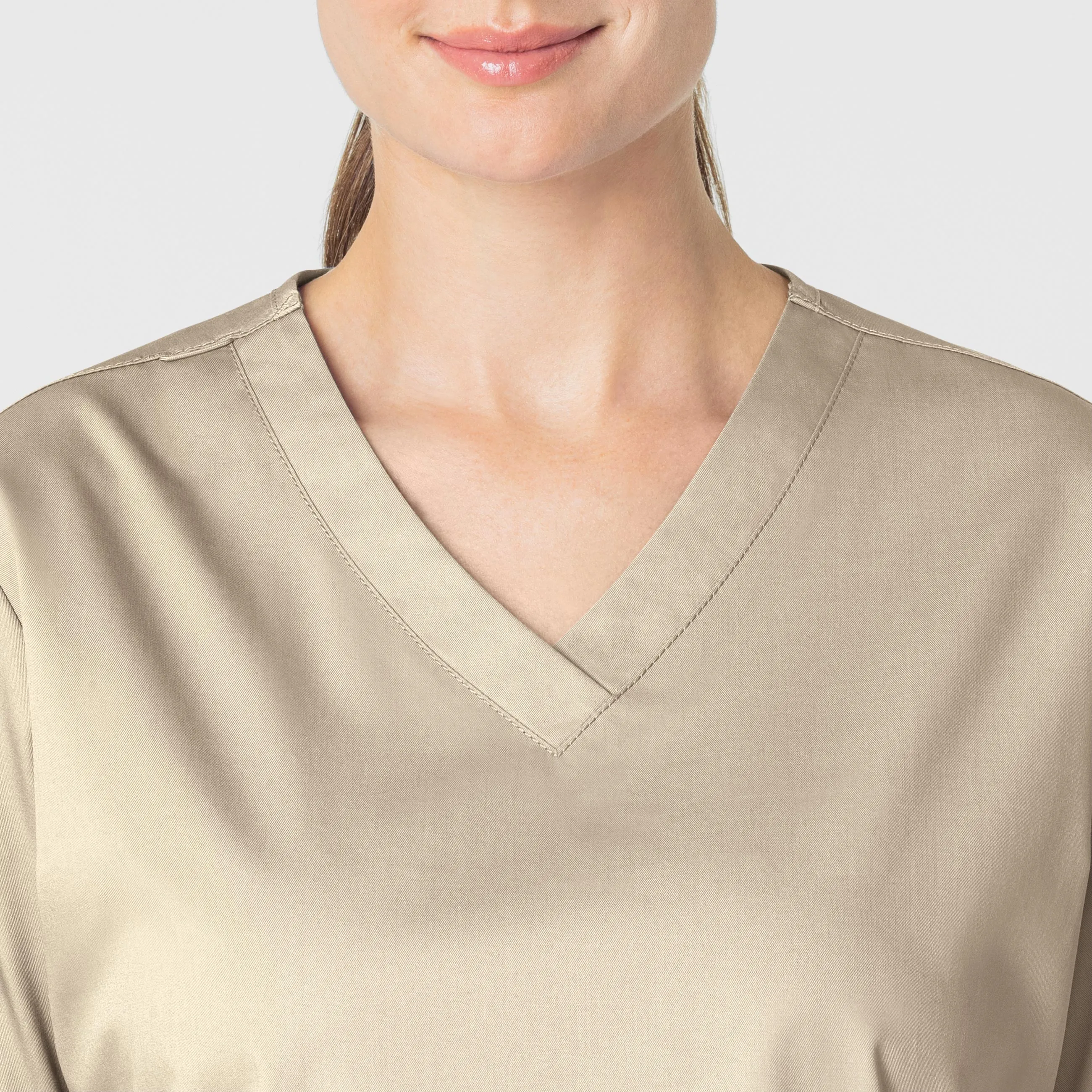 WonderWORK Women's V-Neck Scrub Top - Khaki