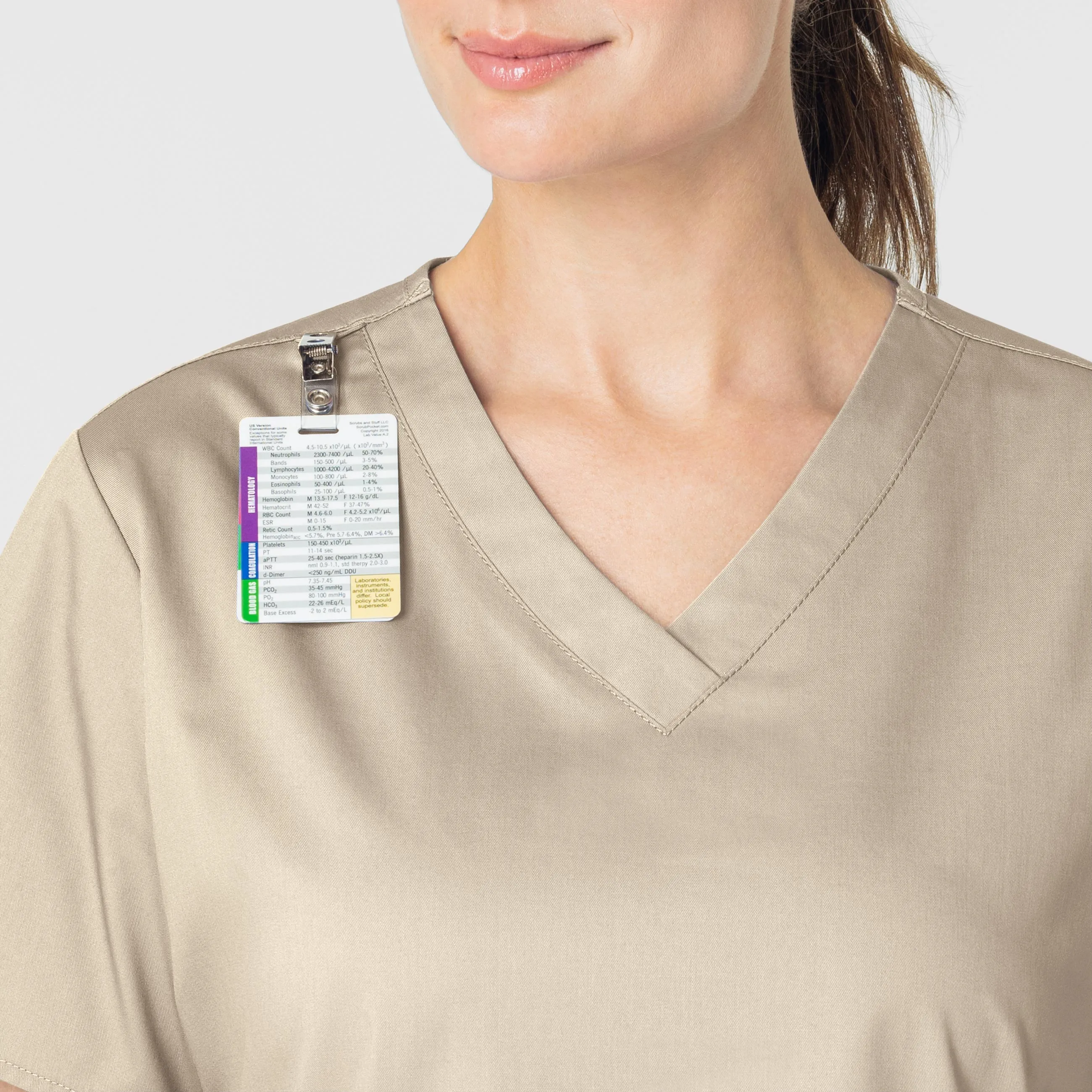 WonderWORK Women's V-Neck Scrub Top - Khaki