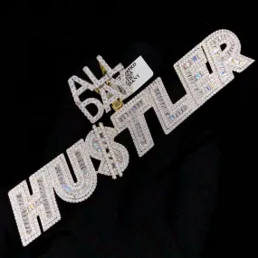 XL ALL Day HU$TLER Baguette VVS CZ Hip Hop Bling Pendant