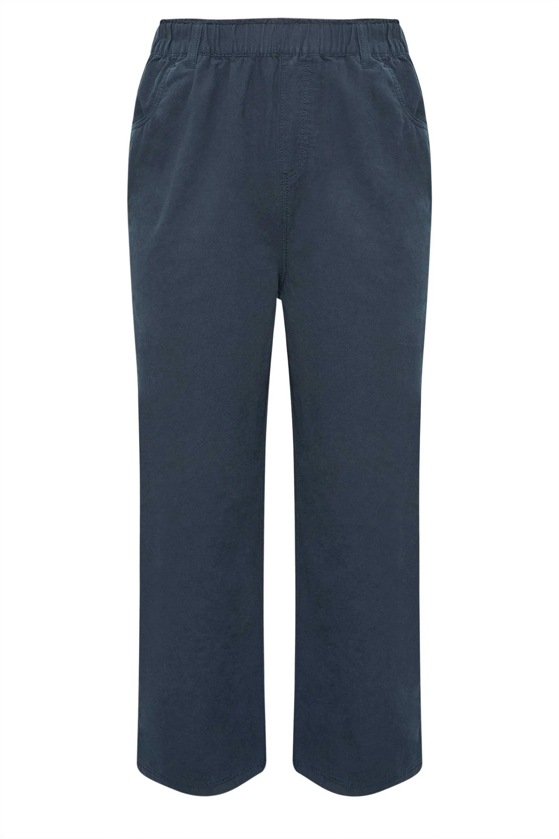 YOURS Curve Navy Blue Cool Cotton Wide Leg Trousers